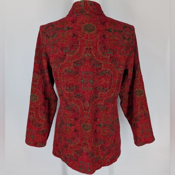 Habitat Vintage Boho Artsy Red Green Button Texture Tapestry Jacket Blazer Large - Picture 5 of 11